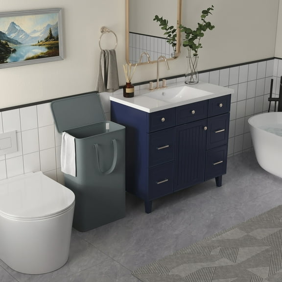 Lifewit 65L Slim Laundry Hamper, Small Laundry Basket with Lid, Dirty Narrow Collapsible Clothes Storage with Easy Carry Extended Handles, Tall Hampers for Bedroom Laundry Room, Gray, 2 Packs