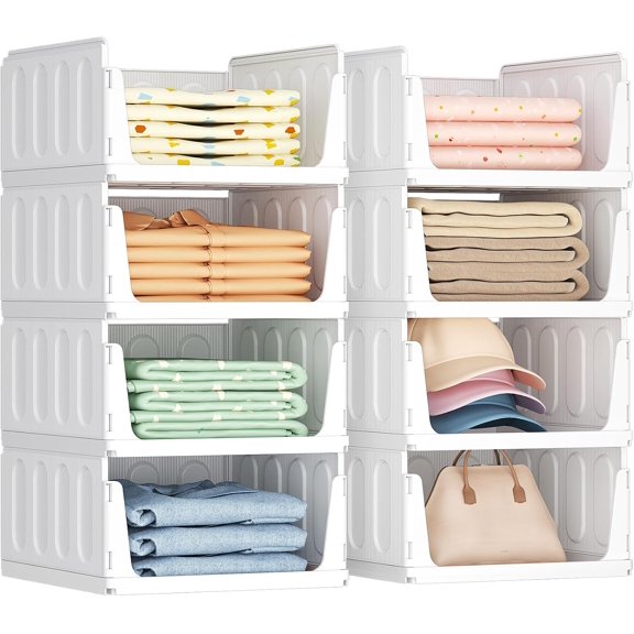 Lifewit 8 Pack Stackable Closet Storage Organizers for Clothes 14" Depth