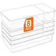 thumbnail image 1 of Lifewit 8 Pcs Large Bathroom Drawer Organizers, 3 Sizes Clear Plastic Storage Organizer Trays for Make Up, Kitchen Utensils, Vanity Accessories in Bathroom/Office/Dresser Organization, 1 of 8