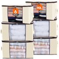 thumbnail image 1 of Lifewit 90L Large Storage Bags, 6 Pack Closet Organizers and Storage, Clothes Foldable Storage Bins with Reinforced Handles, Storage Containers for Clothing, Blanket, Comforters, Bedding, Beige, 1 of 8