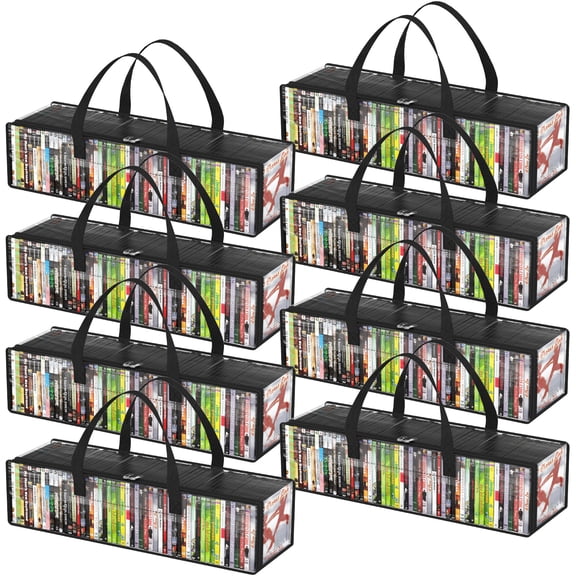 Lifewit CD Storage Bags, Clear PVC Plastic CD Case Holder with Handles, Front Window Zipper Design, Stackable Media Organizer Box for Albums, Hold up to 400 Pcs CDs (50 Each), 8 Pack
