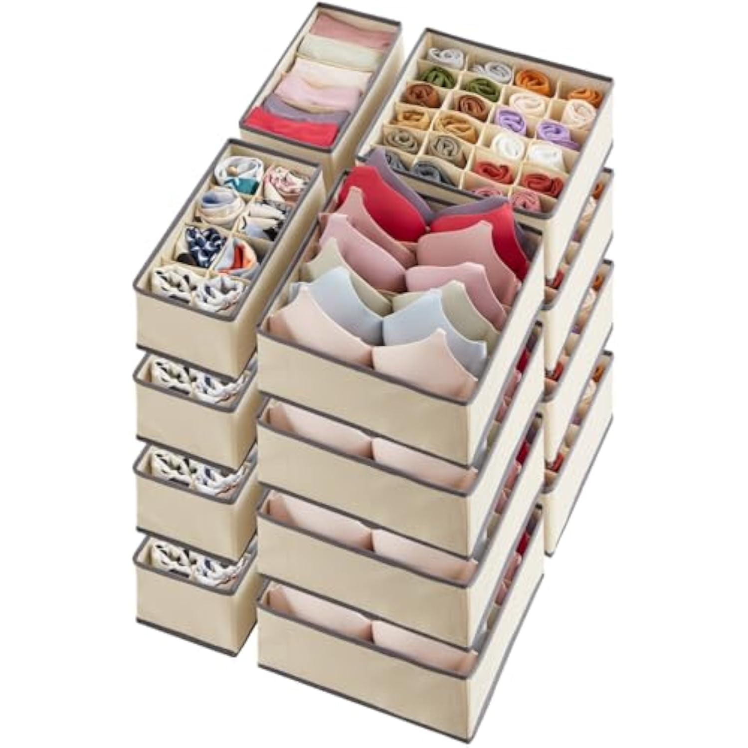 Lifewit Closet Underwear Drawer Organizer Divider, 16 Pieces Fabric ...