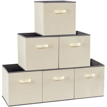 Lifewit Collapsible Storage Cubes 11 inch Foldable Fabric Bins Multi-Color, Set of 6, Beige