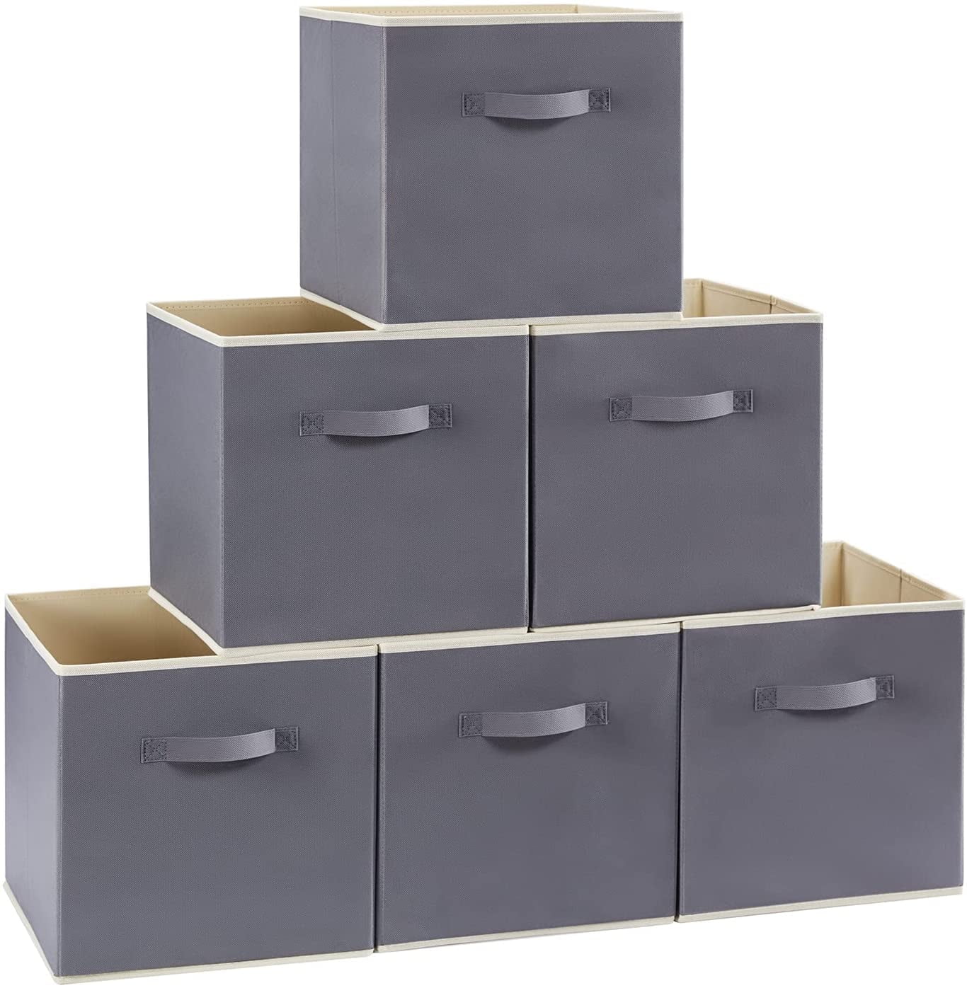 Lakecy 6 Pack Fabric Storage Cubes with Handle, Foldable 11 Inch
