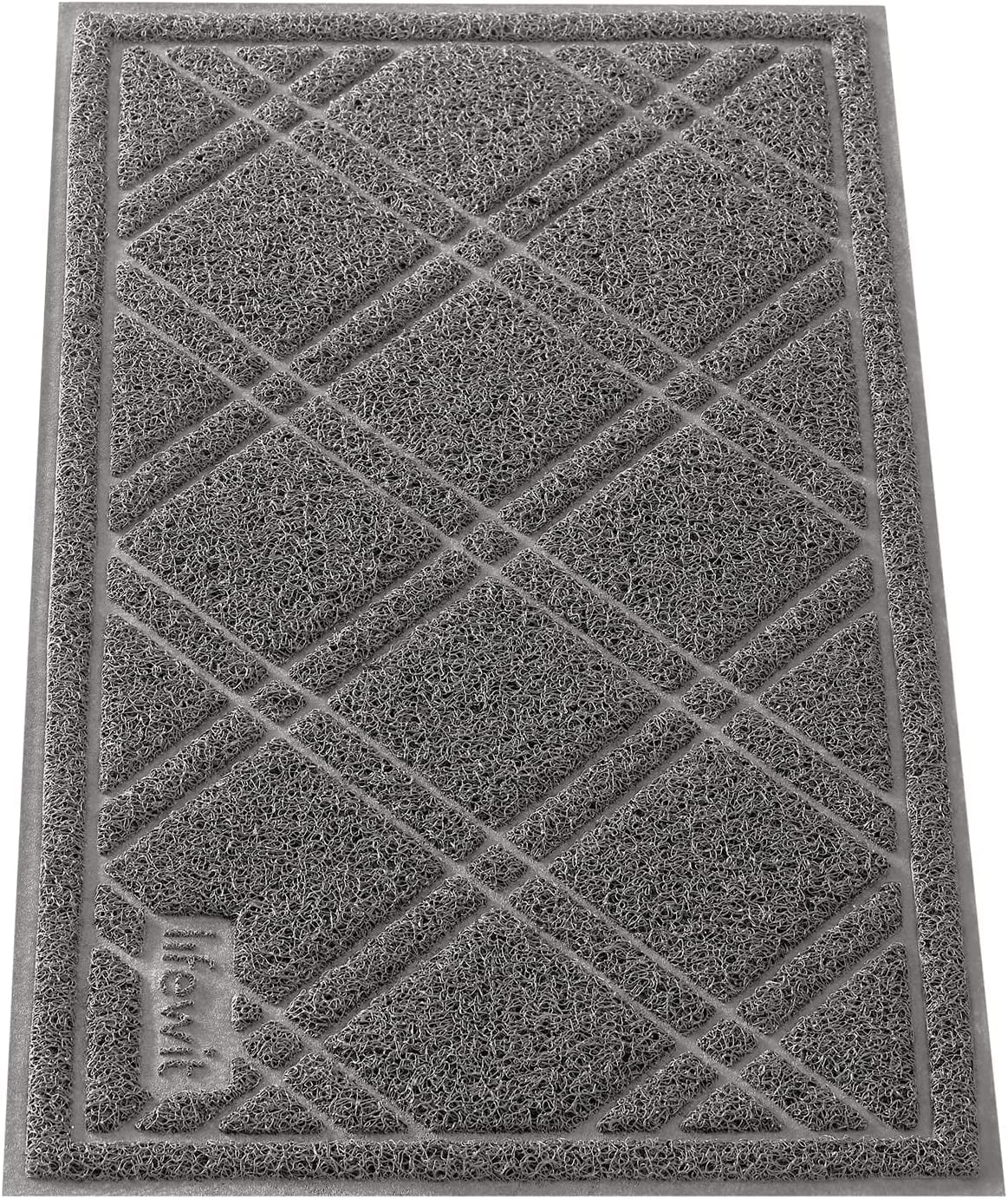 Lifewit Door Mat, 17x30 inch, Traps Dirt Front Doormats, Non Slip LowProfile, Durable, Grey
