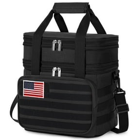 Lifewit Double Deck Tactical Lunch Box for Men, Expandable Leakproof Insulated Large Lunch Cooler with MOLLE Webbing and Shoulder Straps, Heavy Duty Lunch Bag for Men Work Camping Picnic, 16L Black