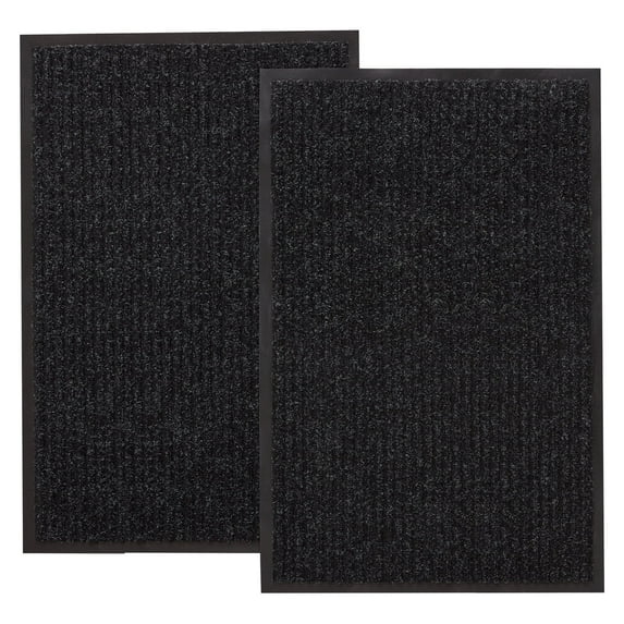 Lifewit Durable Indoor Door Mat Non Slip Low-Profile Welcome Mat, 2 Pack, 24" x 36", Black