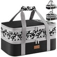 thumbnail image 1 of Lifewit Expandable Insulated Casserole Carrier for Hot or Cold Food, Double Decker Food Bag Lasagna Holder Carry Tote for Potluck Parties/Picnic/Cookouts, Fits 9"x13" Baking Dish, Black-Flowers, 1 of 9