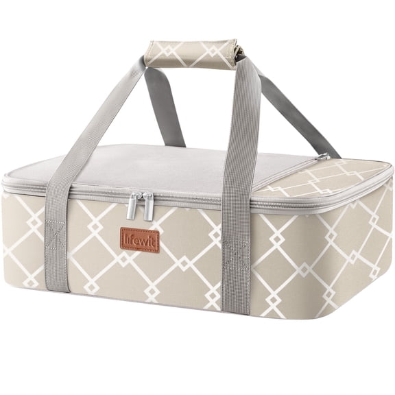 Lifewit Insulated Casserole Carrier for Hot or Cold Food, Casserole Dish Bag Carrying Case, Lasagna Lugger Holder for Potluck/Parties/Picnic/Cookouts, Fits 9"x13" Baking Dish, Grey
