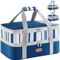 thumbnail image 1 of Lifewit Insulated Double Casserole Carrier Thermal Lunch Tote for Potluck Parties, Picnic, Beach, Fits 9 x 13 Inches Casserole Dish, Expandable by Mid Zipper, Blue, 1 of 9