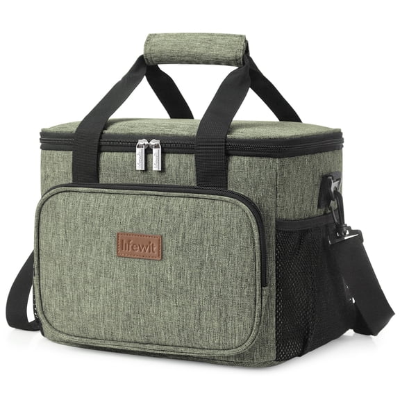 Lifewit Large Lunch Bag Insulated Lunch Box Soft Cooler Cooling Tote for Adult Men Women, Dark Green 24-Can (15L)
