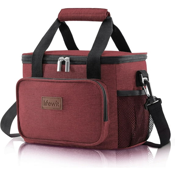 Lifewit Large Soft Cooler Lunch Bag, Insulated Lunch Box, Cooling Tote for Adult, Men, Women, School, Picnic, Hiking, Beach, Leakproof, Waterproof, Lightweight, 12-Can (8.5L), Burgundy