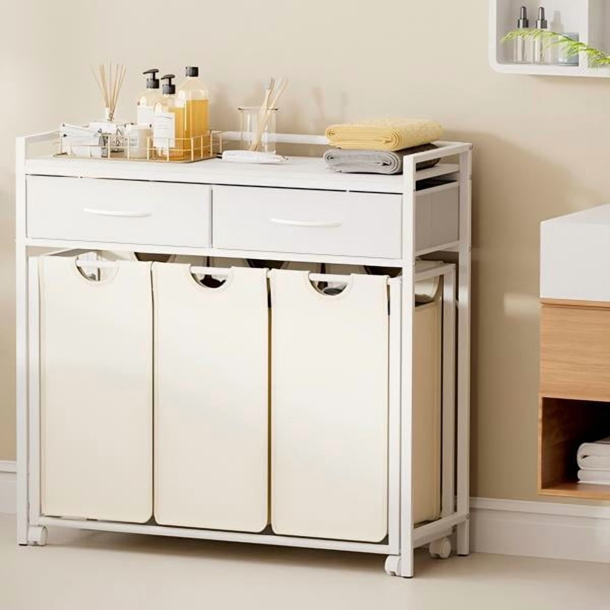 Lifewit 3-Section Rolling Laundry Hamper - With Shelves & Drawers For Organization