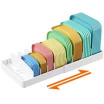 Lifewit Plastic Lid Organizer, Adjustable Food Storage Container Lid Divider w/ 8 Inserts & 21 Compartments, Plastic Lid Holder for Cabinet, Pantry, Extra Large 13-24"