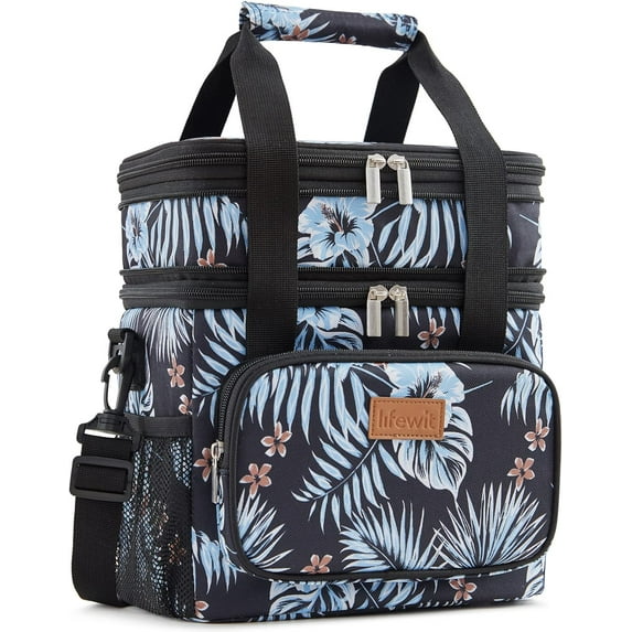Lifewit Lunch Box for Men Women Double Deck, Large Insulated Soft Cooler Bag Fabric 12L Flower