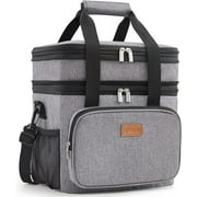 Lifewit Lunch Box for Men Women Double Deck Lunch Bag, Large Insulated Soft Cooler Bag 21L Grey