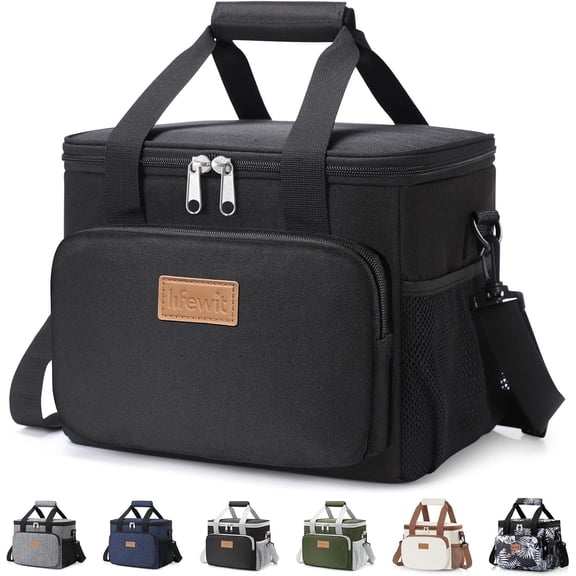 Lifewit Medium Lunch Bag, Insulated Lunch Box, Soft Cooler Cooling Tote for Adult Men Women, Black 12-Can (9L)