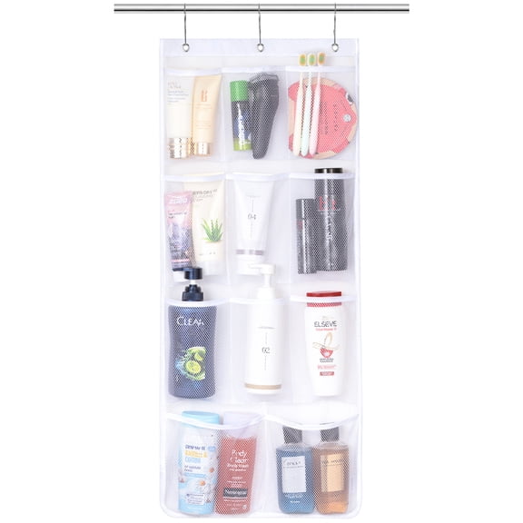 Lifewit Mesh Shower Caddy, 11 Pockets Hanging Shower Organizer with Quick Drying Mesh, Portable Space Saving Bathroom Organizer to Hold Soap, Shampoo and Cruise Ship Essentials, White, 1 Pack