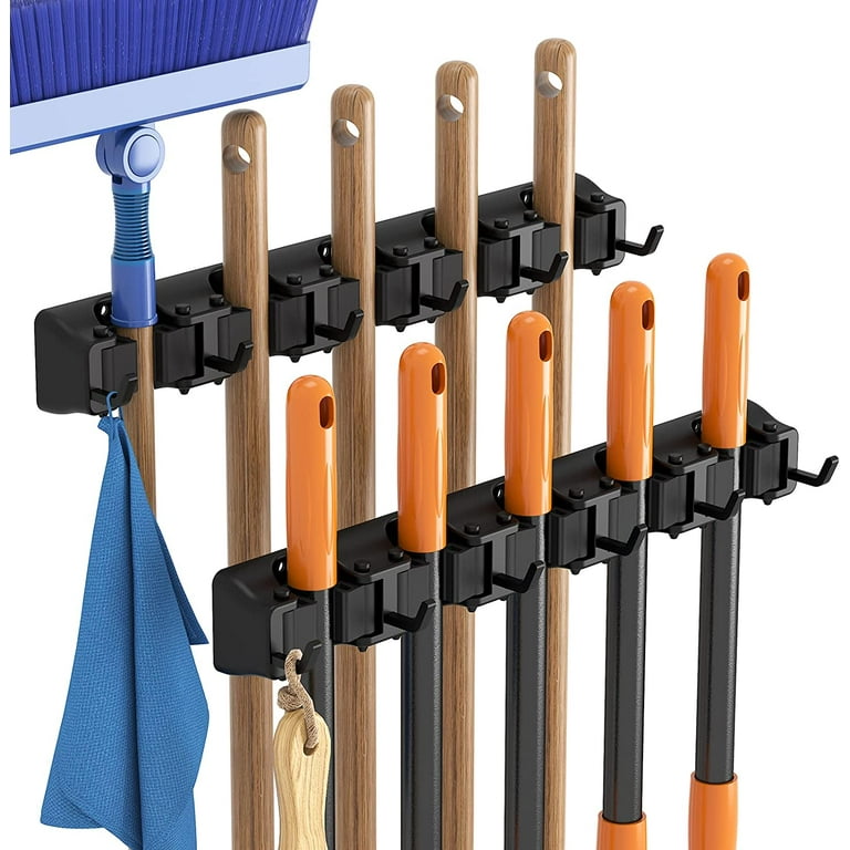 Mop Broom Holder Wall Mount Broom Hanger Holds Up to 6 Tools Cleaning  Organizer