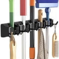 thumbnail image 1 of Lifewit Mop and Broom Holder Wall Mount, Anti-Slip Broom Hanger for Garage, Utility Room, Laundry Room, Pantry, Garden, 5 Slot 6 Hook, Black, 1 of 12