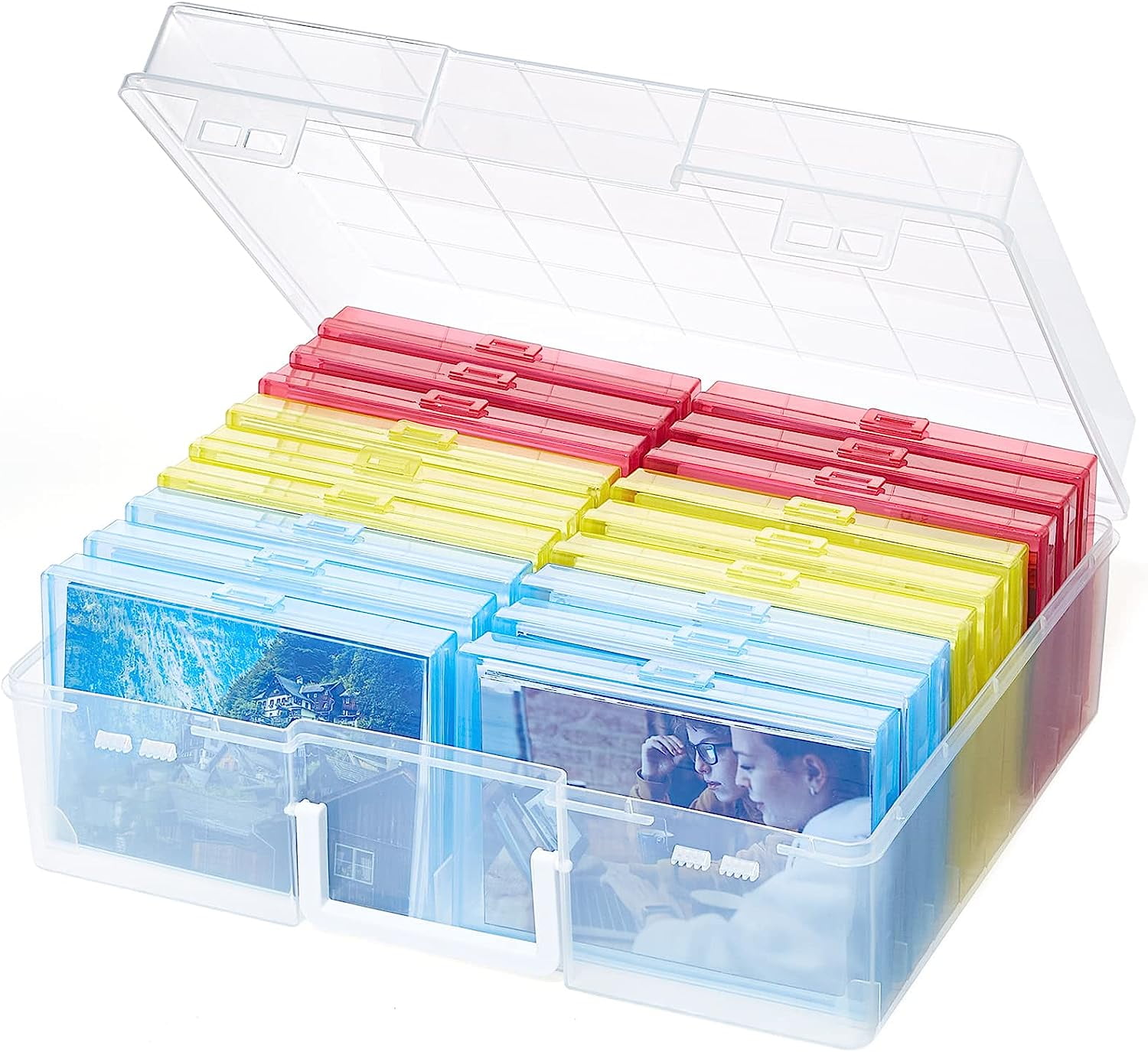 16 Transparent 4x6 Photo Storage Boxes and Organizer with Handle for  Pictures, Art Supplies (Rainbow Colors)