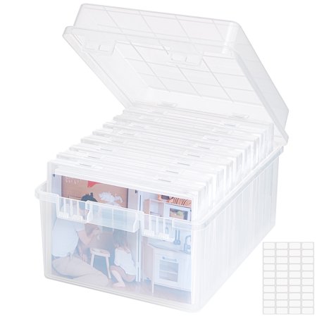 Lifewit Photo Storage Box 5x7 Photo Case, 9 Inner Photo Keeper, Clear Photo Boxes Storage, Seed