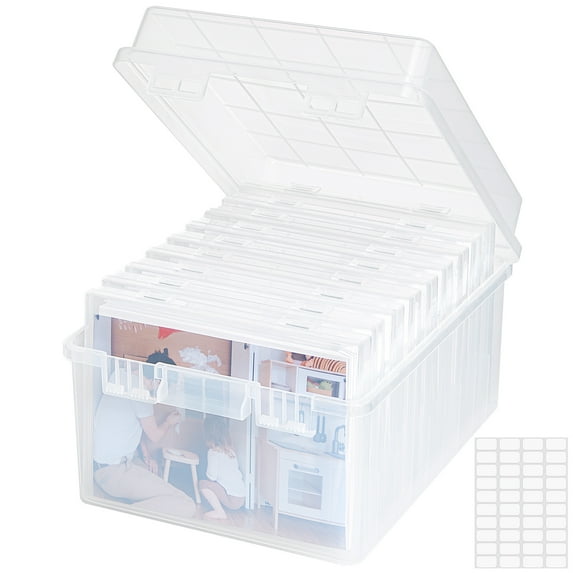 Lifewit Photo Storage Box 5x7 Photo Case, 9 Inner Photo Keeper, Clear Photo Boxes Storage, Seed