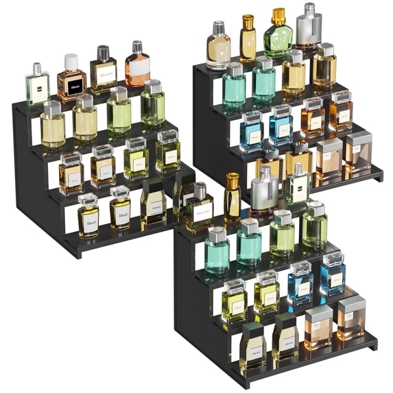 Lifewit 4 Tier Black Cologne Organizer 3-Pack, 12" Cologne Stand, Perfume Shelf and Organizer for Dresser, Vanity, Countertop, Bedroom