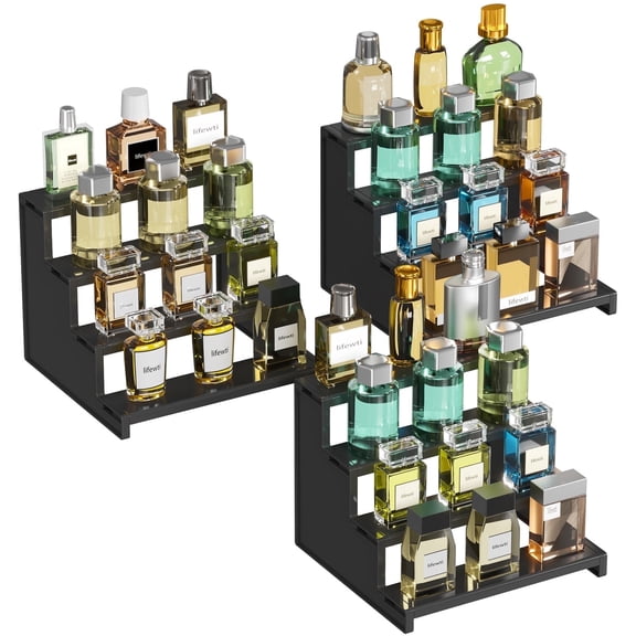 Lifewit 3 Pack Cologne Organizer, 9" Cologne Stand, 4 Tier Perfume Stand Organizer, Bathroom Countertop Organizer