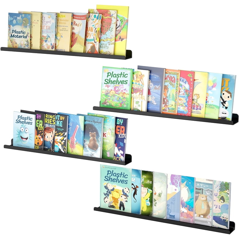 Lifewit Floating Shelves for Bathroom 14, Over-The-Toilet Storage Rack, Acrylic Wall Organizer for Book/Figures/Photo/Makeup, Display Shelf for Living Room Decor, Bedroom, Kitchen, Clear, 4 Pack