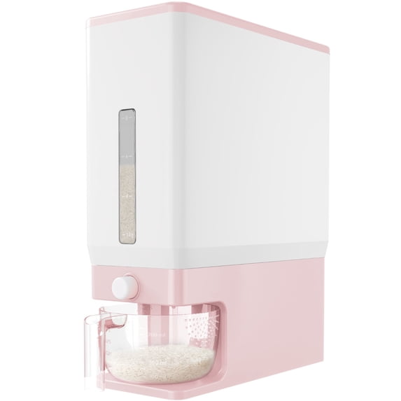 Lifewit Rice Dispenser 25 lbs, Rice Storage Container Moisture Proof with Measuring Cup, BPA-Free, Pink