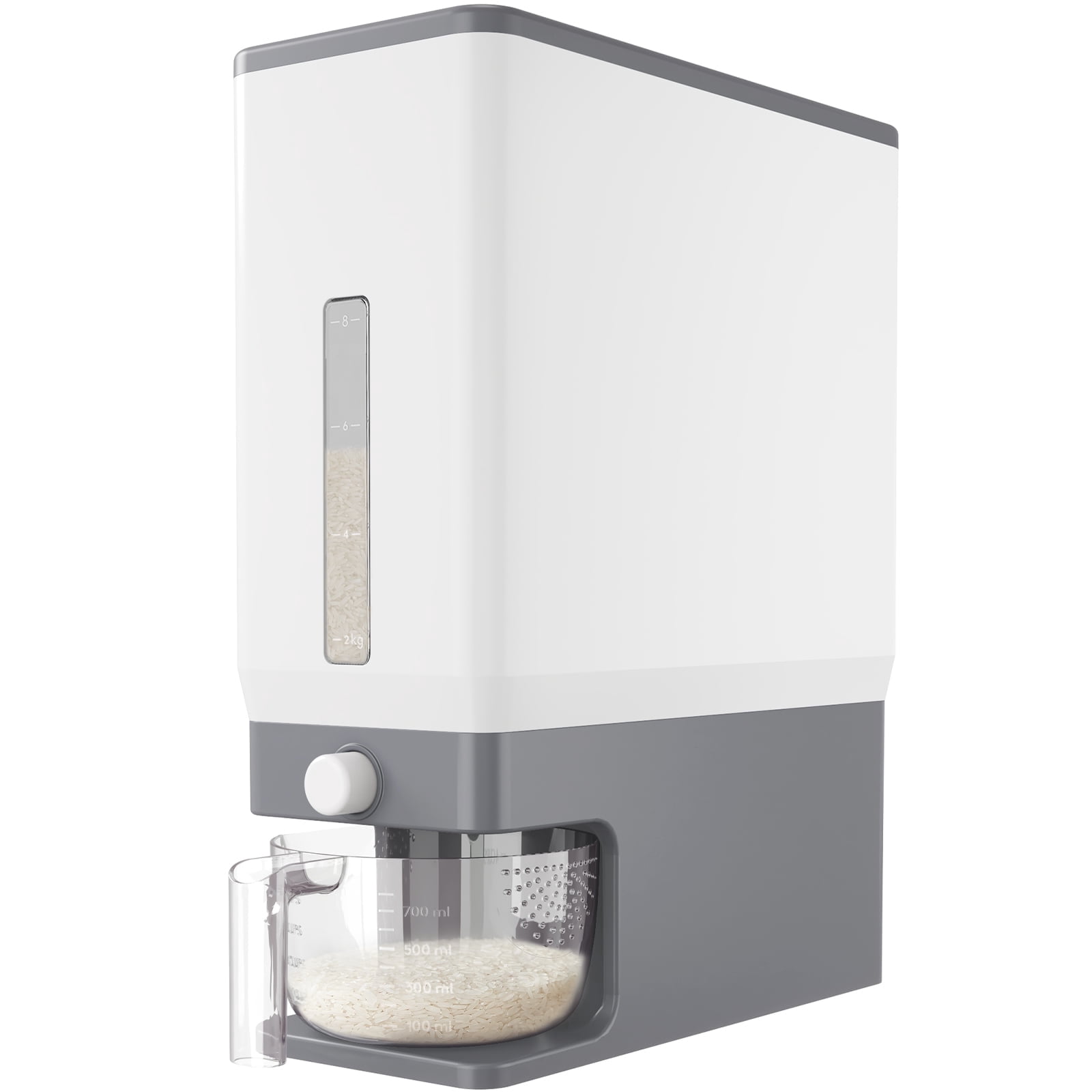 Lifewit Rice Dispenser 25 lbs, Rice Storage Container Moisture Proof with Measuring Cup, BPA-Free, Gray
