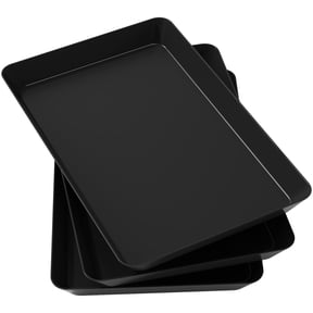 Lifewit 3 Pack Plastic Serving Trays for Party, 15" x 10" Plastic Serving Platters for Party, Serving Trays Platters, Black