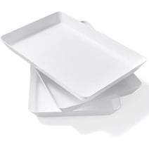 Lifewit Serving Tray Plastic for Party, 15" x 10" White Platters Tray for Snacks, Food, Set of 3