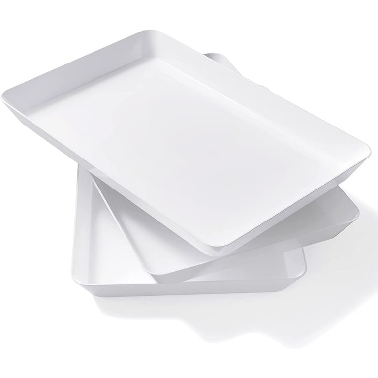 Lifewit Serving Tray Plastic for Party, 15 x 10 White Platters Tray for  Snacks, Food, Set of 3