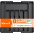 thumbnail image 1 of Lifewit Silverware Drawer Organizer, Expandable Utensil Tray BPA Free, 13"-22.4" Adjustable Flatware Storage for Spoons Forks Knives,   Black, 1 of 9