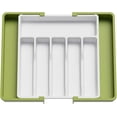 thumbnail image 1 of Lifewit Silverware Drawer Organizer, Expandable Utensil Tray for Kitchen, BPA Free Flatware and Cutlery Holder, Adjustable Plastic Storage for Spoons Forks Knives, Large, Green&White, 1 of 10