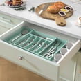 thumbnail image 1 of Lifewit Silverware Drawer Organizer, Expandable Utensil Tray BPA Free, Adjustable Flatware Storage for Spoons Forks Knives, 13"-22.4",  Turquoise, 1 of 9