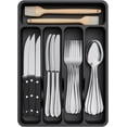 thumbnail image 1 of Lifewit Silverware Drawer Organizer Tray, Plastic Cutlery Storage for Kitchen Drawer, Flatware and Utensil Holder Divider for Spoons Forks Knives Tableware, 5 Compartment, Black, 1 of 8