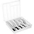 thumbnail image 1 of Lifewit Silverware Organizer with Lid, Covered Utensil Tray for Kitchen Drawer and Countertop, Plastic Cutlery and Flatware Storage Box for Spoons Forks Knives Holder Case, 6 Compartments, White, 1 of 10