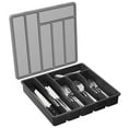 thumbnail image 1 of Lifewit Silverware Organizer with Lid, Covered Utensil Tray for Kitchen Drawer and Countertop, Plastic Cutlery and Flatware Storage Box for Spoons Forks Knives Holder Case, 6 Compartments, Black, 1 of 10