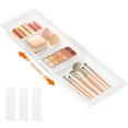 thumbnail image 1 of Lifewit Sliding Kitchen Drawer Organizer Tray with Inserts, Extendable Hanging Desk Drawer Divider, 14-23" Long/1.8" High Plastic Organizer Box in Vanity/Bathroom/Office/Kitchen, Clear, 1 of 9