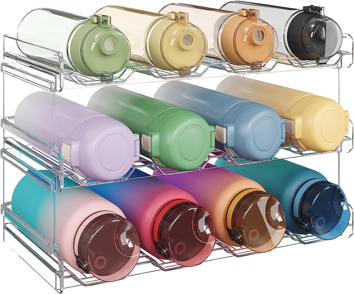 Lifewit Stackable Water Bottle Organizer for Cabinet, Water Bottle Holder, 3Pack, Hold 12 Bottles - Walmart.com