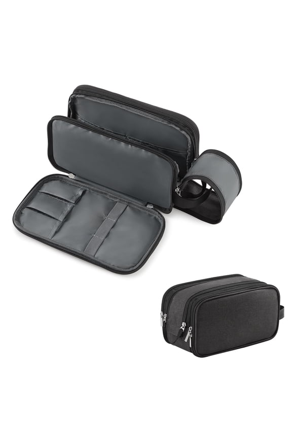 Toiletry Bag for Men, Medium Shaving Bag, Water-resistant Bathroom & Travel Organizer, Black