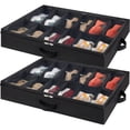 thumbnail image 1 of Lifewit Under Bed Shoe Storage Organizer, Set of 2, Fits 24 Pairs, Closet Organizers and Storage, Durable Shoe Bag w/ Cardboard, Dual Zippers, Black, 1 of 8