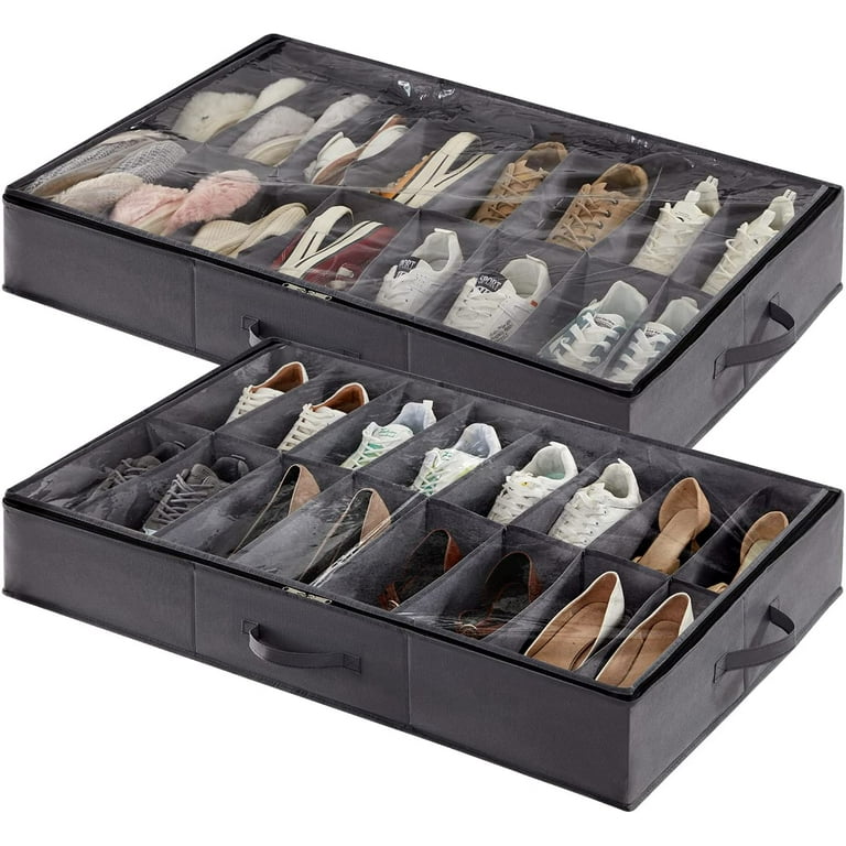 Lifewit Under Bed Shoe Storage Organizer Set of 2, Each Fit 16 Pairs of  Shoes