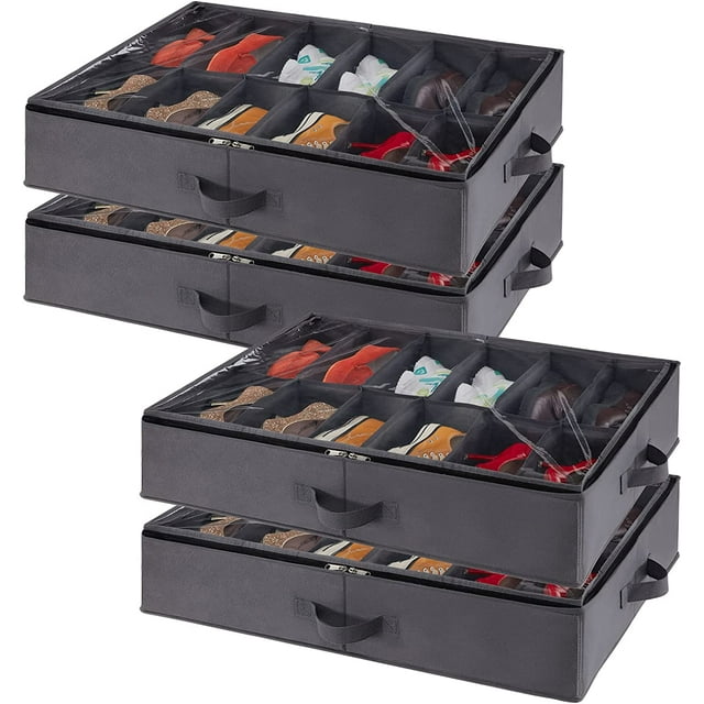 Lifewit Under Bed Shoe Storage Organizer Set of 4, Foldable Fabric Fits