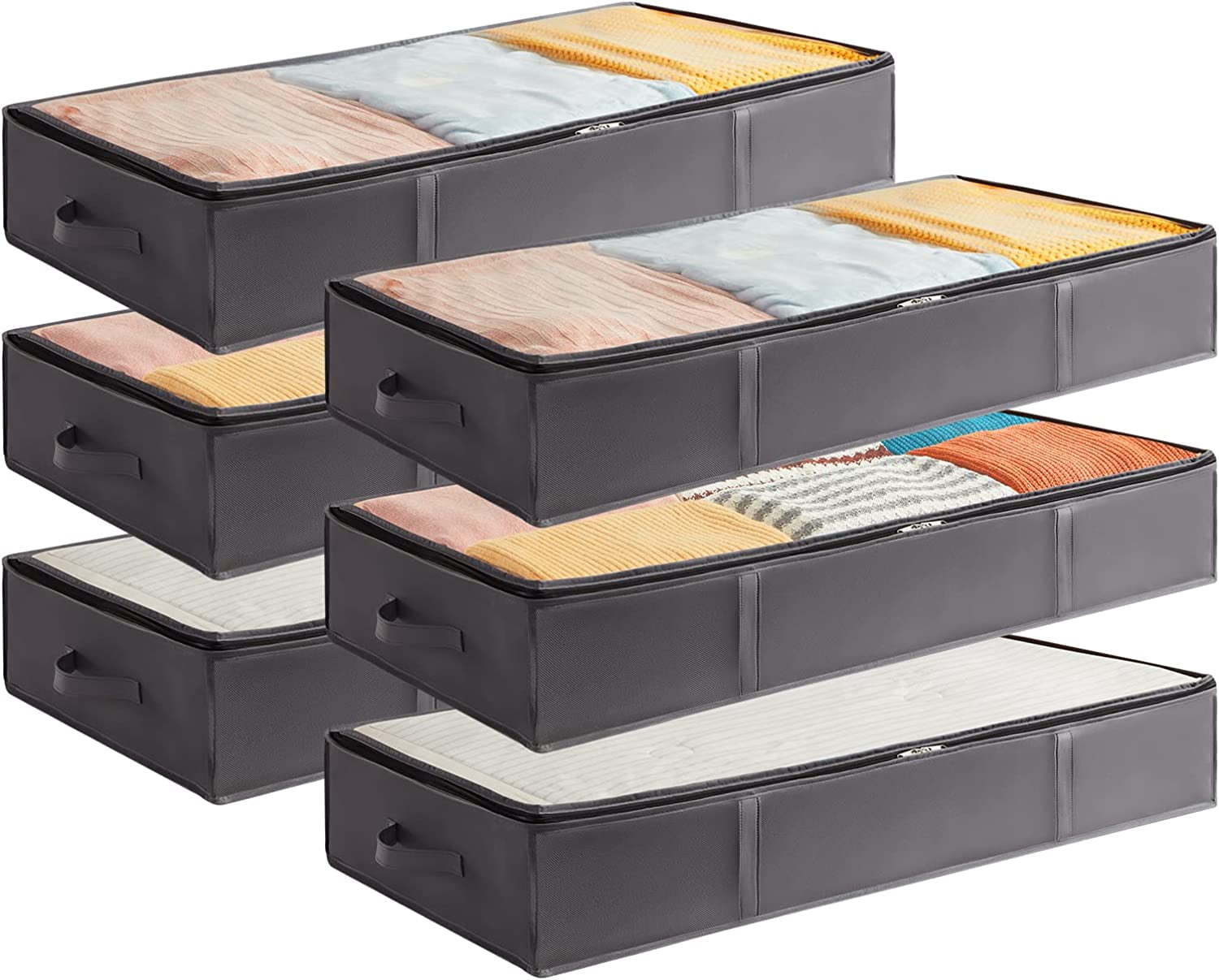 Lifewit 6 Pack Under Bed Organizer, Large Capacity Zippered Storage