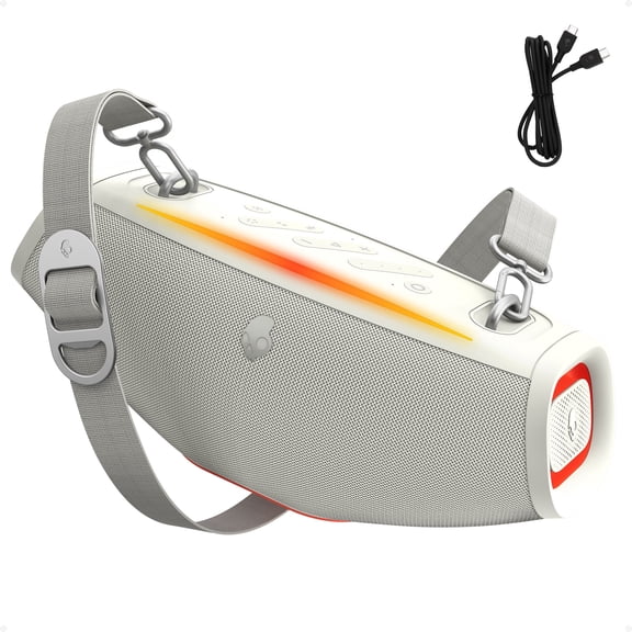 Skullcandy Barrel Mini Bluetooth Boombox Speaker, IPX7 Waterproof, 12-Hour Battery, LED Lights, Multi-Link, True Wireless Stereo