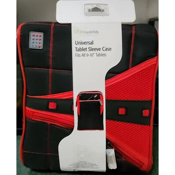 Lifeworks - Universal Tablet Sleeve Case For All 9-10"Tablets - Red/Black Nwt